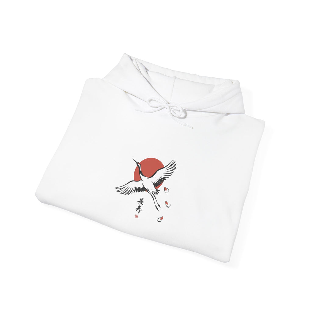 Rising Crane & Red Sun hoodie | Japanese Streetwear, Sakura, Koi-Inspired Graphic