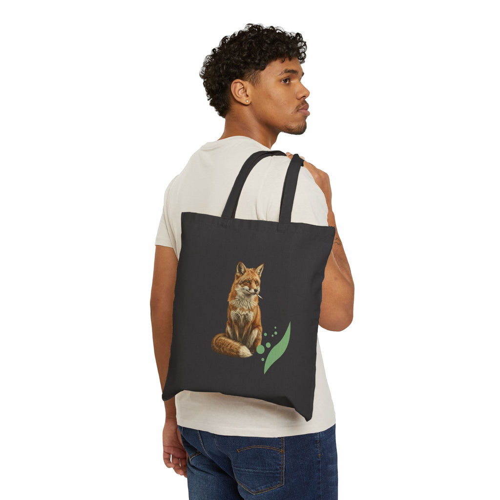 Smoking Fox Tote | Animals Smoking, Absurdist Meme Canvas Tote