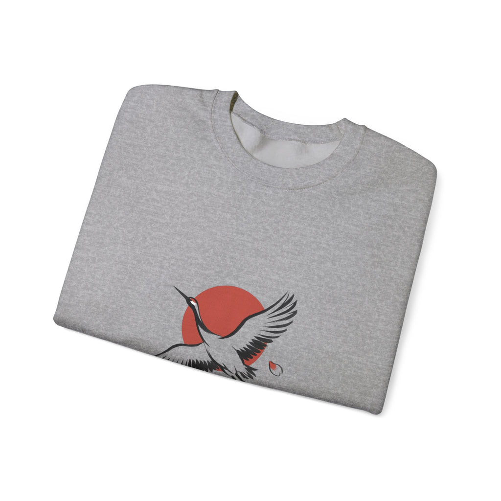 Red Sun Crane Crewneck Sweatshirt | Japanese streetwear, cherry blossoms