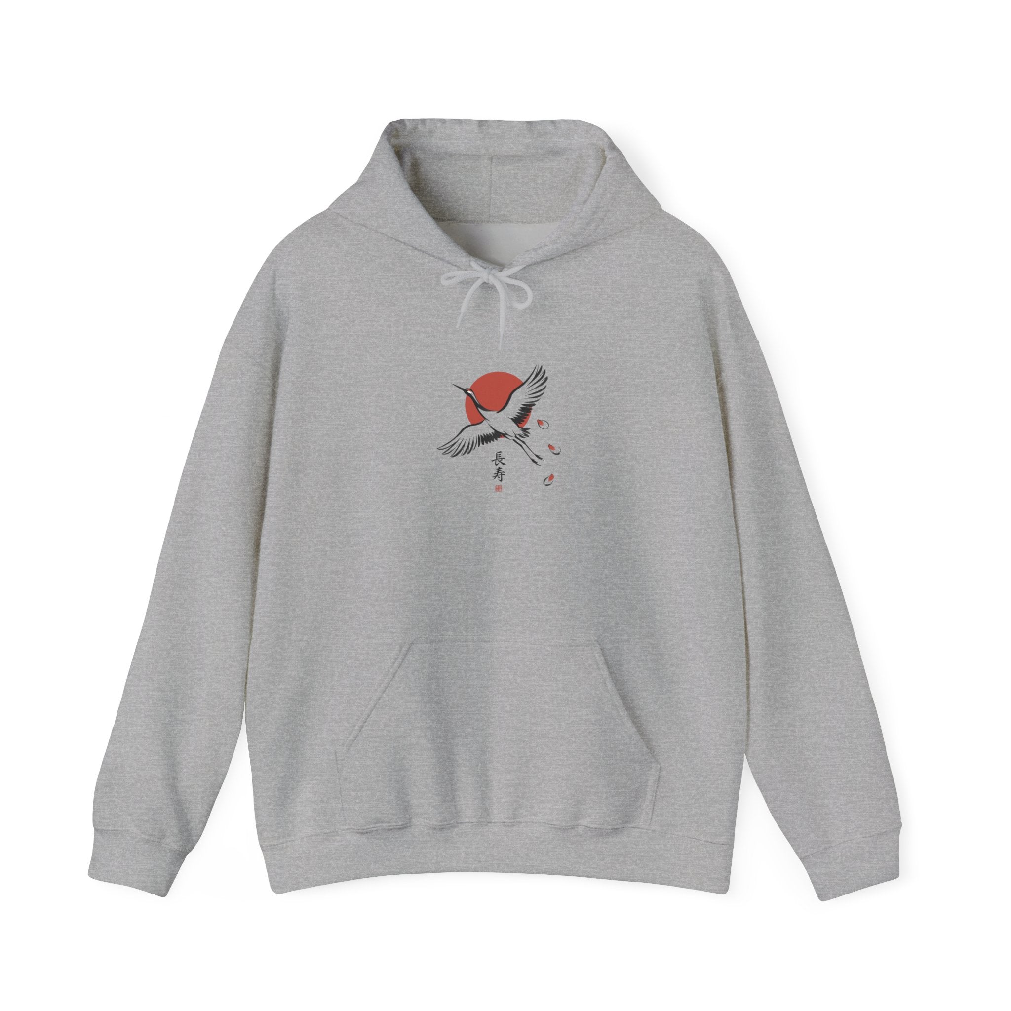 Rising Crane & Red Sun hoodie | Japanese Streetwear, Sakura, Koi-Inspired Graphic