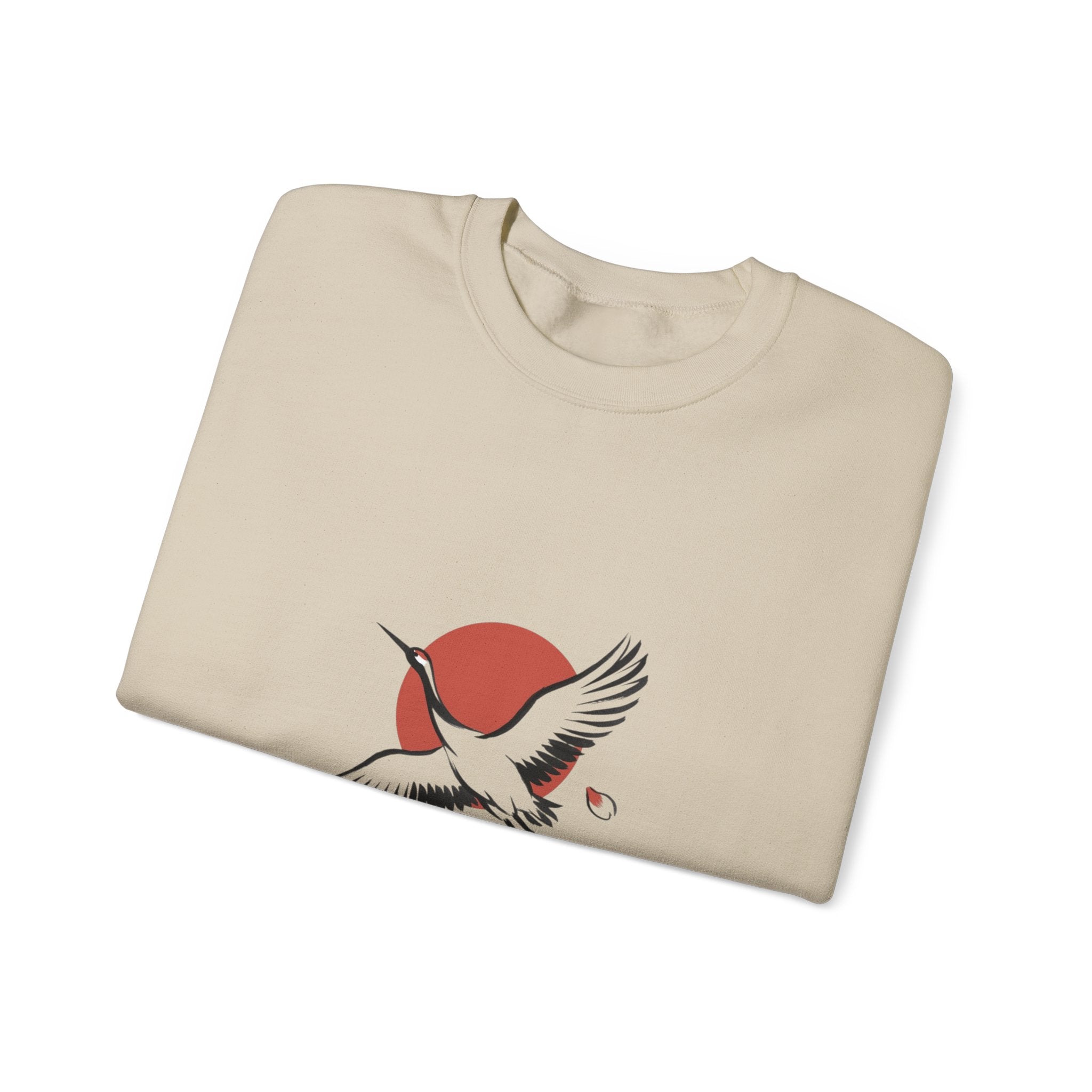 Red Sun Crane Crewneck Sweatshirt | Japanese streetwear, cherry blossoms