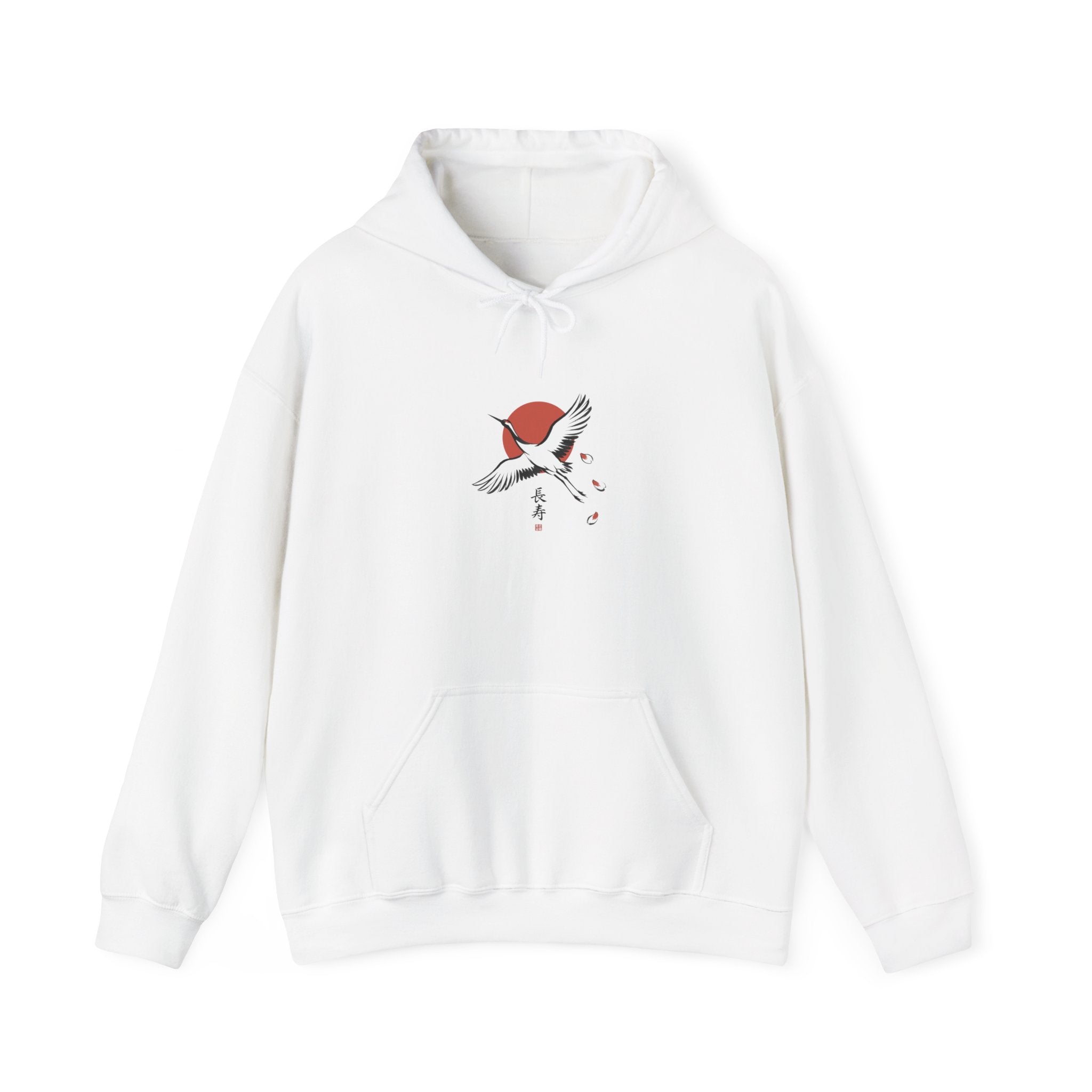 Rising Crane & Red Sun hoodie | Japanese Streetwear, Sakura, Koi-Inspired Graphic