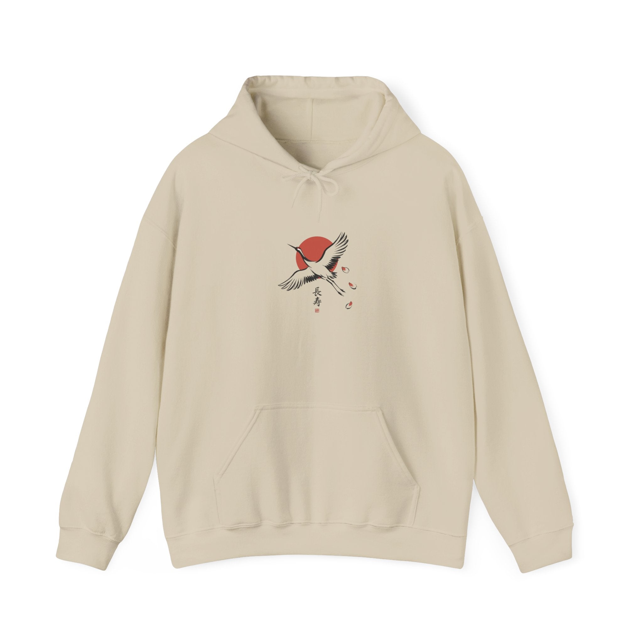 Rising Crane & Red Sun hoodie | Japanese Streetwear, Sakura, Koi-Inspired Graphic