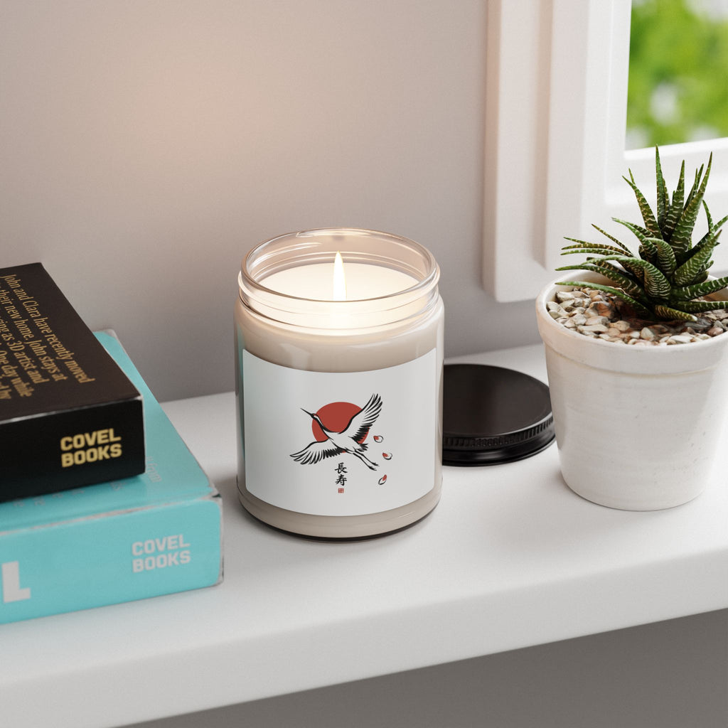Crane Rising Sun Illustration Candle | Japanese streetwear, sakura