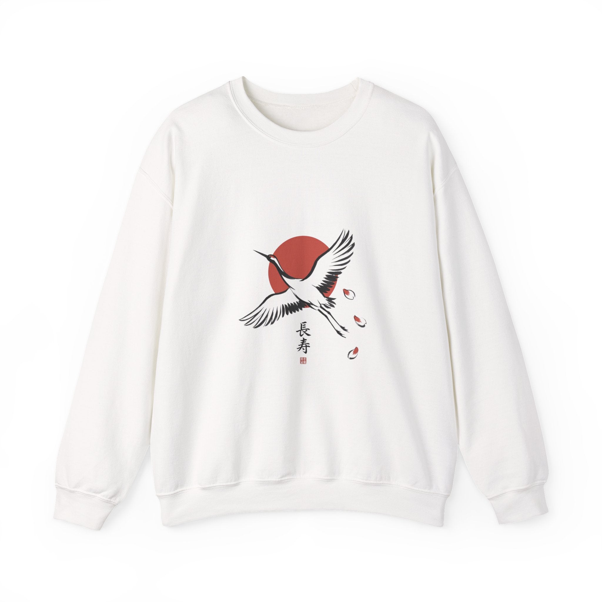 Red Sun Crane Crewneck Sweatshirt | Japanese streetwear, cherry blossoms