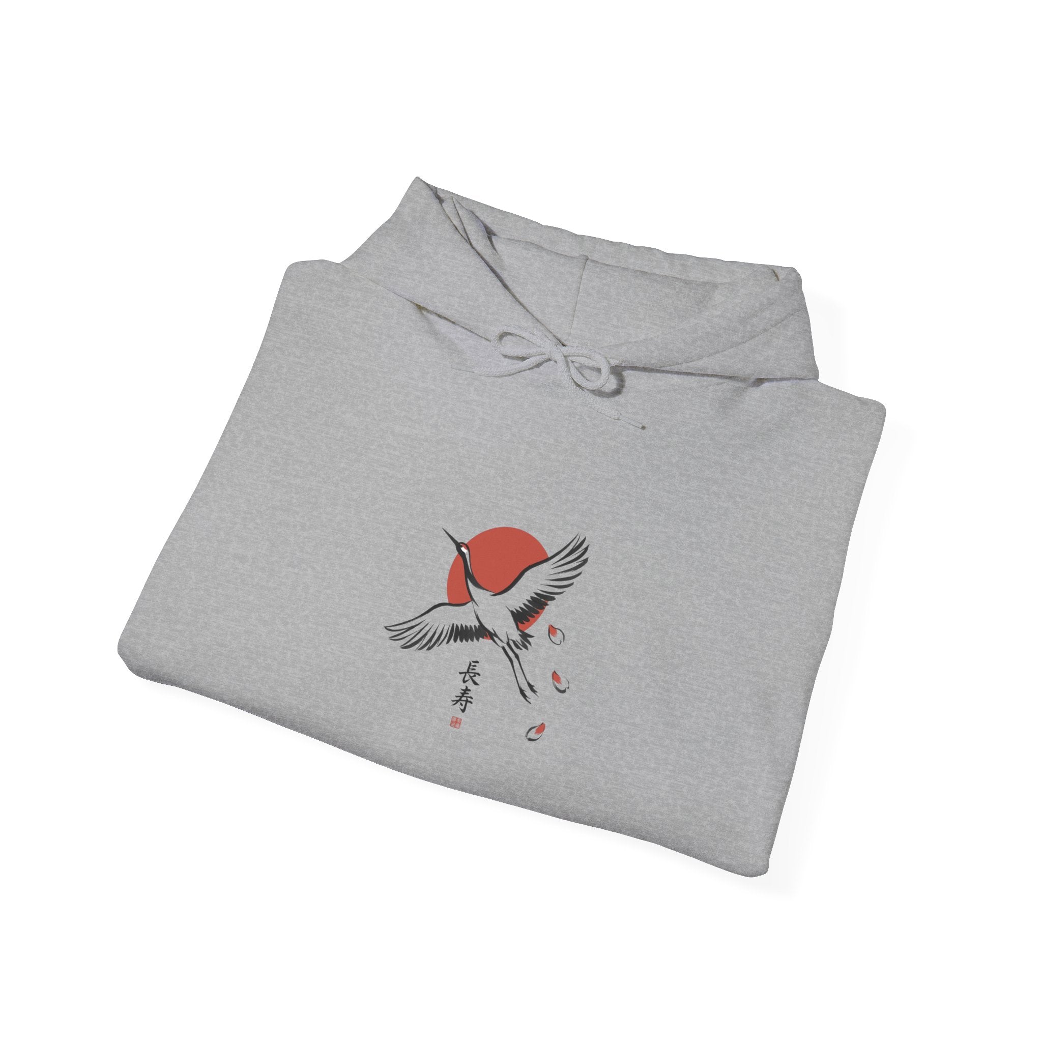 Rising Crane & Red Sun hoodie | Japanese Streetwear, Sakura, Koi-Inspired Graphic