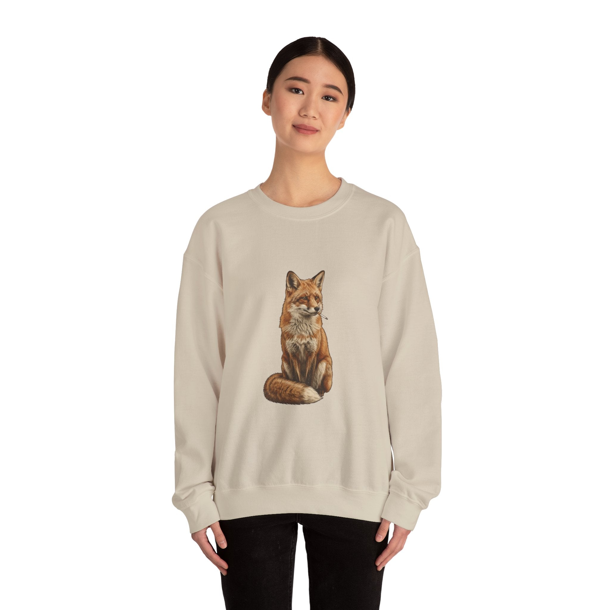 Smoking Fox Crewneck Sweatshirt | Animals Smoking, Absurdist Meme Apparel
