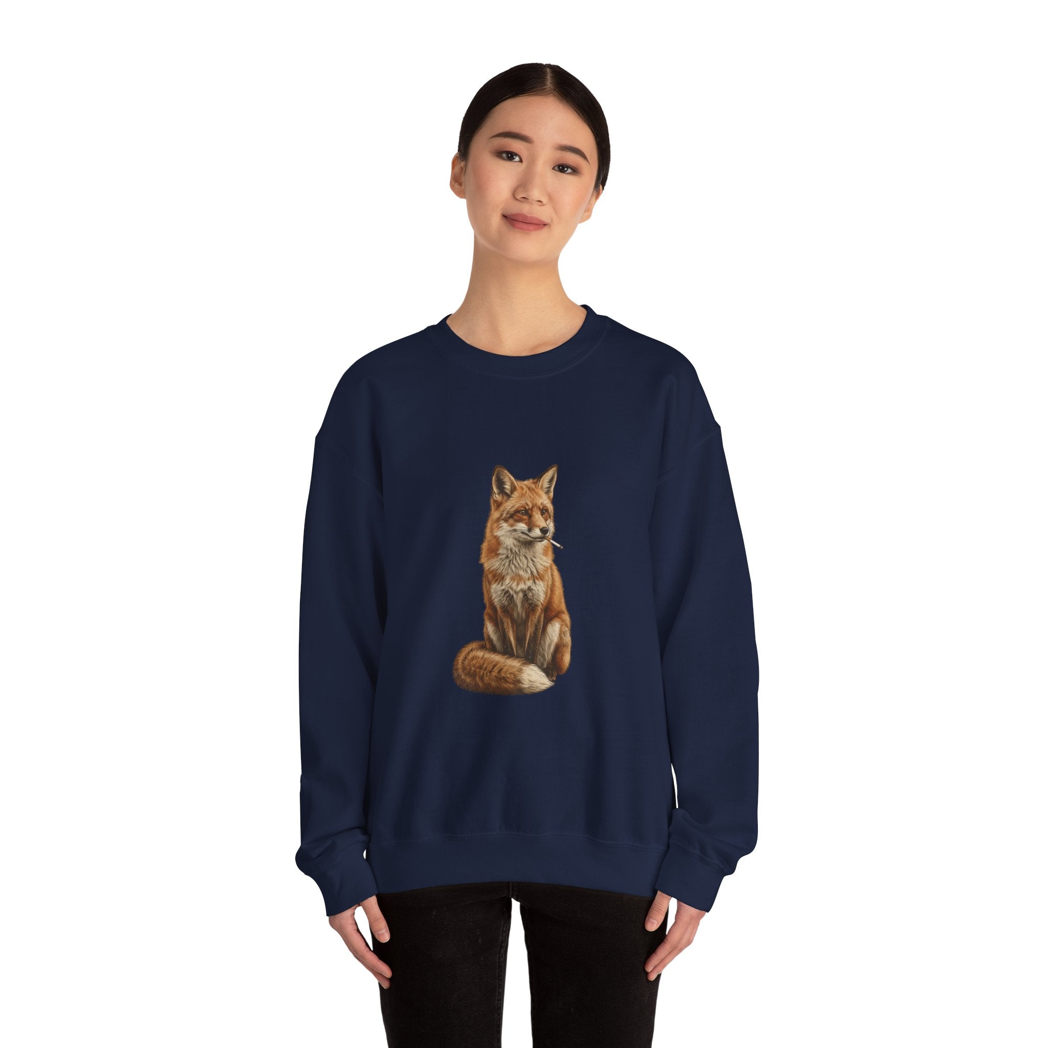 Smoking Fox Crewneck Sweatshirt | Animals Smoking, Absurdist Meme Apparel
