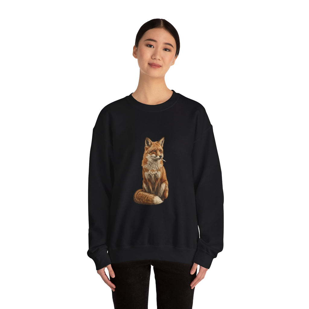 Smoking Fox Crewneck Sweatshirt | Animals Smoking, Absurdist Meme Apparel