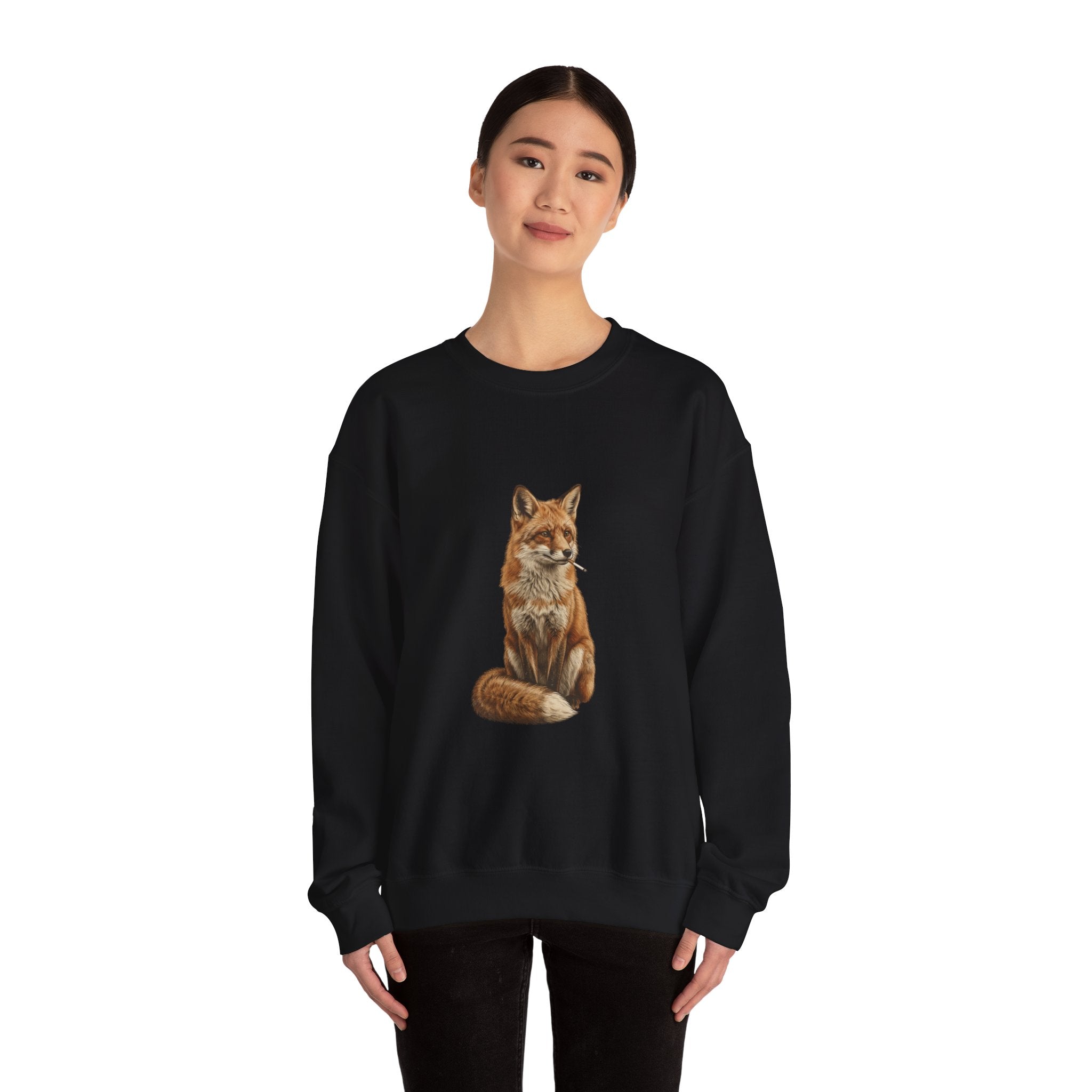 Smoking Fox Crewneck Sweatshirt | Animals Smoking, Absurdist Meme Apparel