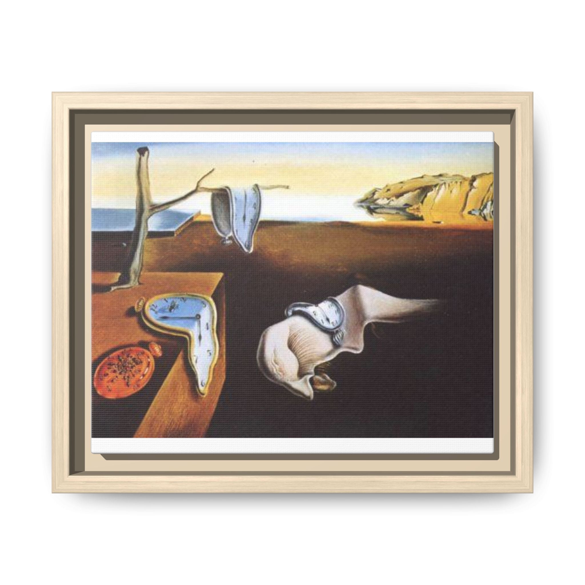 Surreal Melting Clocks Matte Framed Canvas