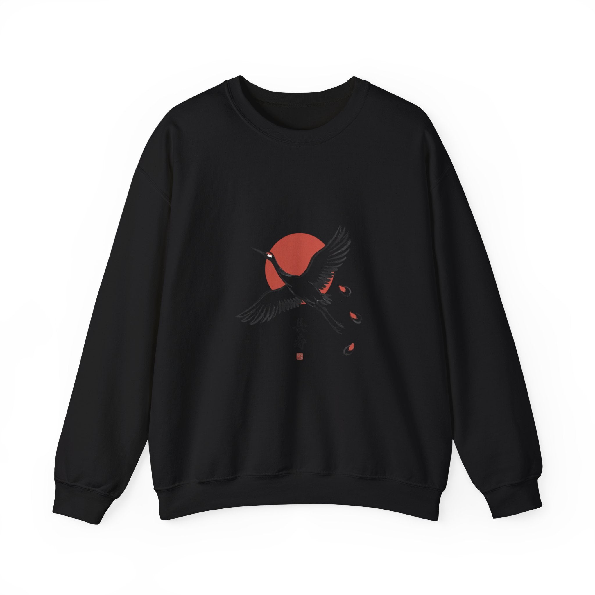 Red Sun Crane Crewneck Sweatshirt | Japanese streetwear, cherry blossoms