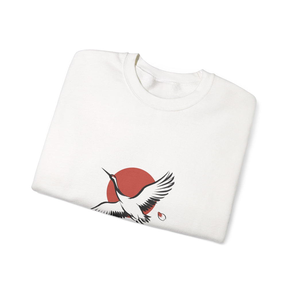 Red Sun Crane Crewneck Sweatshirt | Japanese streetwear, cherry blossoms