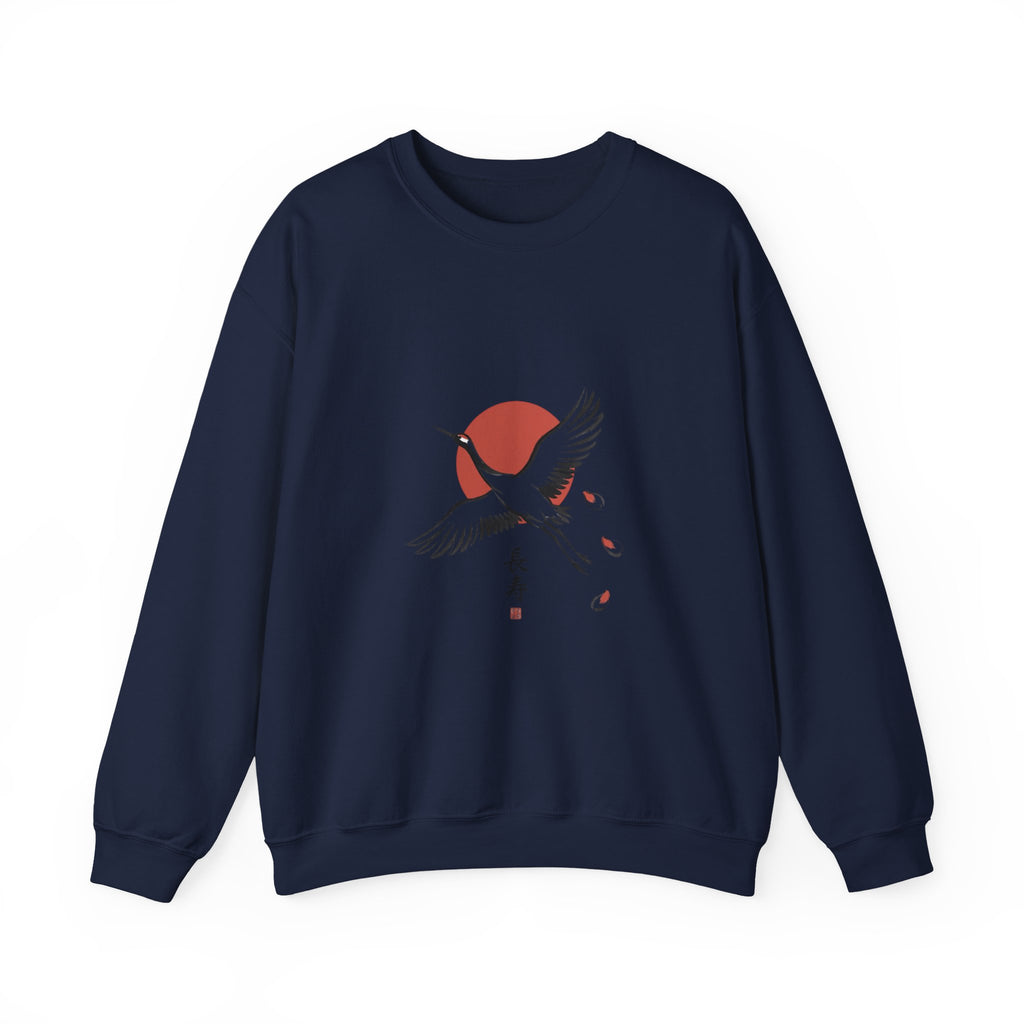 Red Sun Crane Crewneck Sweatshirt | Japanese streetwear, cherry blossoms