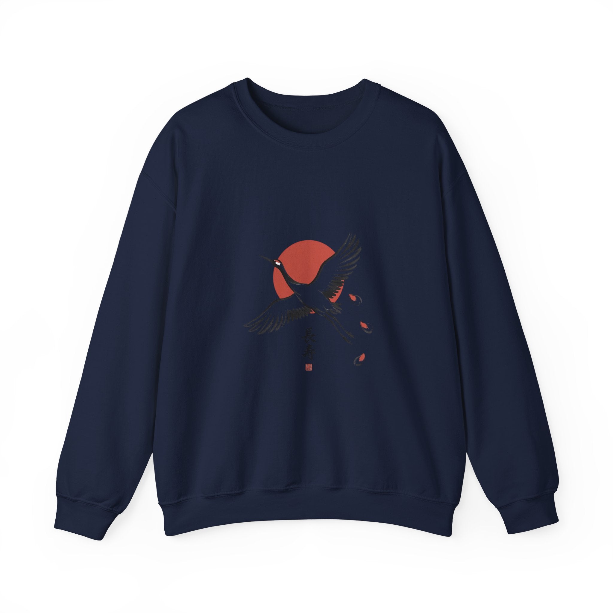 Red Sun Crane Crewneck Sweatshirt | Japanese streetwear, cherry blossoms