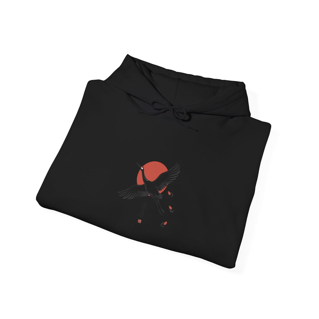 Rising Crane & Red Sun hoodie | Japanese Streetwear, Sakura, Koi-Inspired Graphic