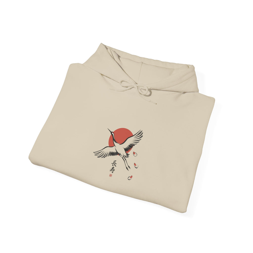 Rising Crane & Red Sun hoodie | Japanese Streetwear, Sakura, Koi-Inspired Graphic