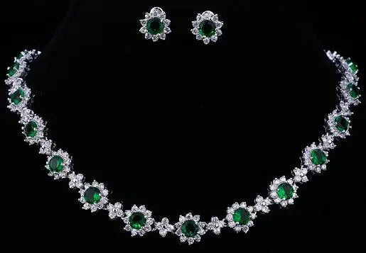 Emmaya Luxury Cubic Zircon Crystal Bridal Jewelry Sets Necklace Earrings Sets for Women Wedding Party Jewelry