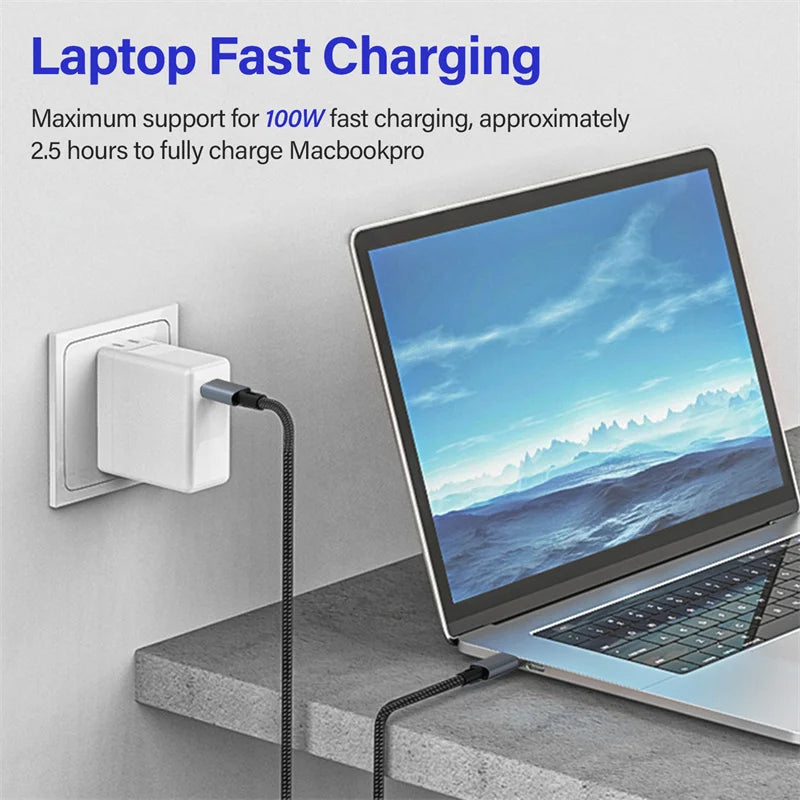 USB4 Cable Thunderbolt 3/4 40Gbps USB-C 8K Video Cable PD240W Fast Charger Suitable for iPhone 16 Macbook Hard Disk Data Cable