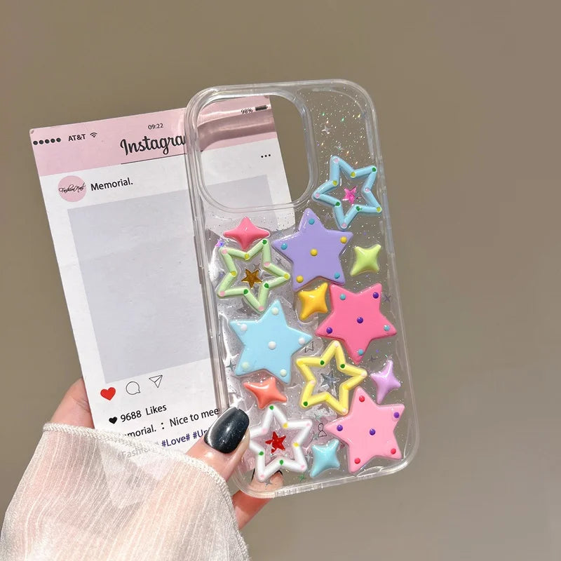 جراب iPhone لامع بتصميم النجوم - مقاوم للصدمات | NUOCDE