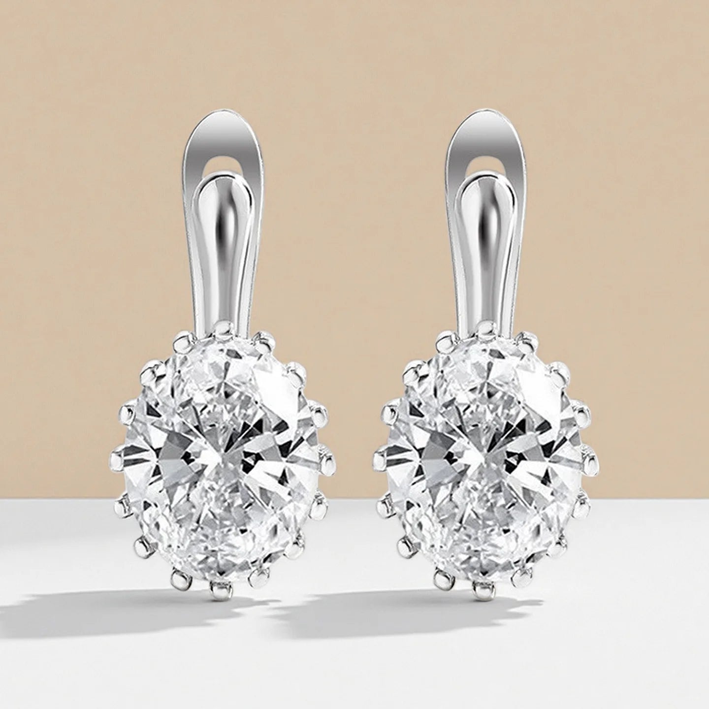 925 Sterling Sliver Zircom Earring Plated White Gold Hoop Earring for Women Wedding Party Jewelry E033015