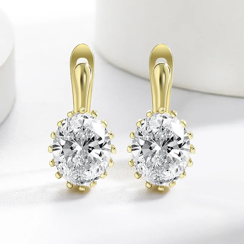 925 Sterling Sliver Zircom Earring Plated White Gold Hoop Earring for Women Wedding Party Jewelry E033015