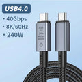 USB4 Cable Thunderbolt 3/4 40Gbps USB-C 8K Video Cable PD240W Fast Charger Suitable for iPhone 16 Macbook Hard Disk Data Cable