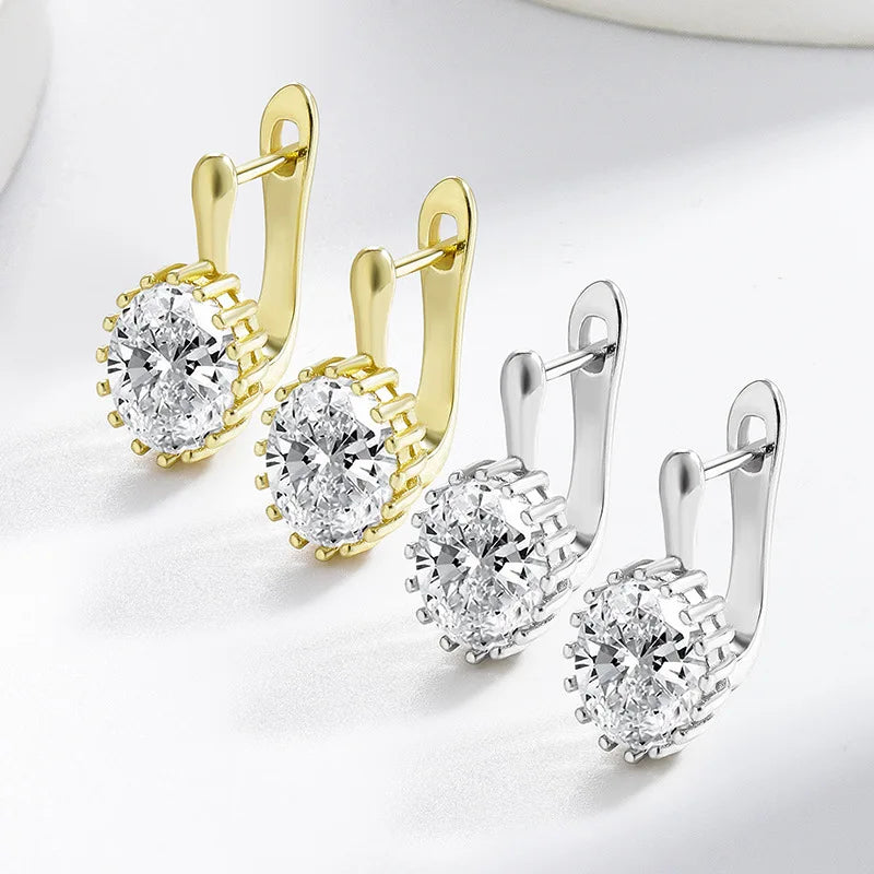 925 Sterling Sliver Zircom Earring Plated White Gold Hoop Earring for Women Wedding Party Jewelry E033015