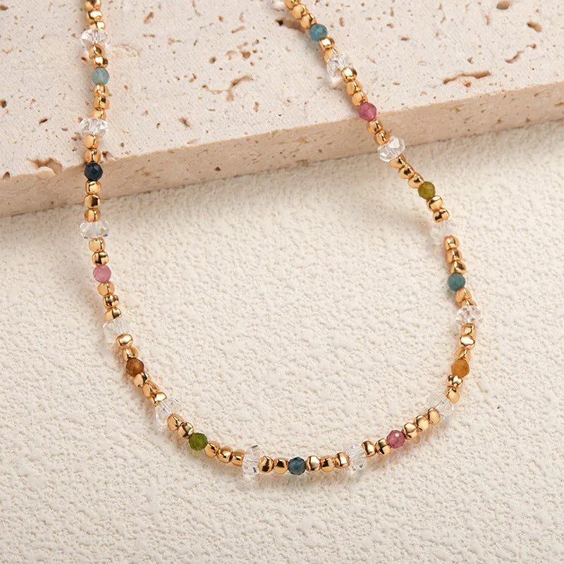 Natural Tourmaline White Crystal S925 Silver Beaded Strand Jewelry Sets With Necklace And Bracelet For Women Dainty Luxury Gift