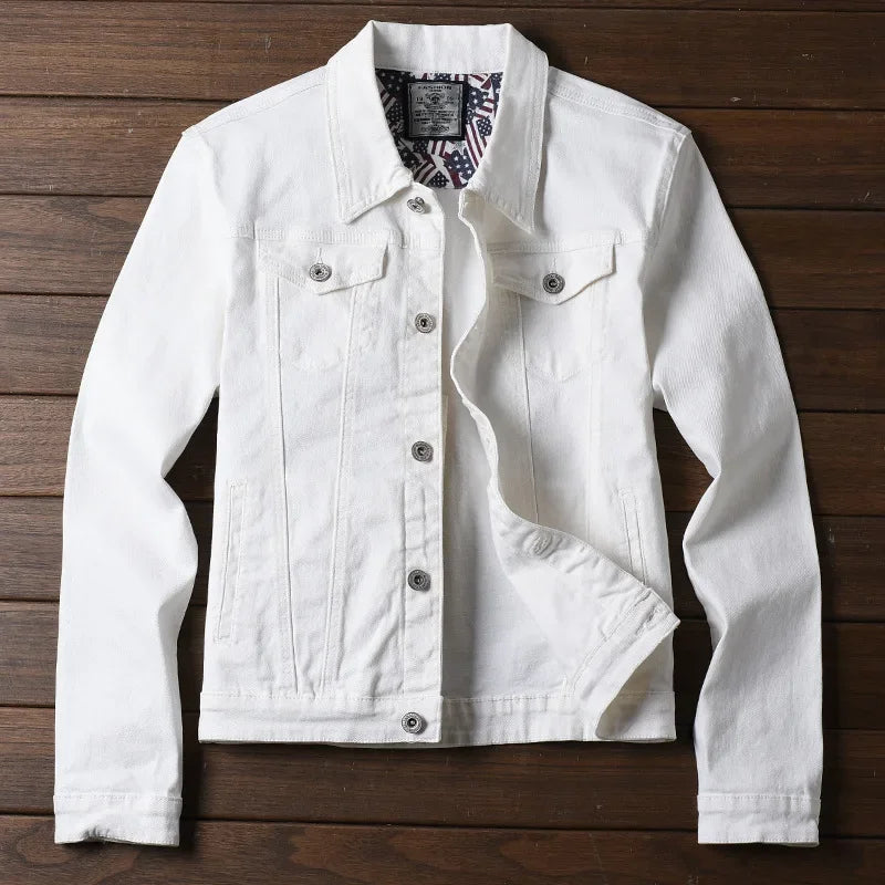 Men Denim Jacket Single Breasted Cardigan Turn Down Collar Coats Washed Loose Solid Pockets Button Casual Thicken Spliced