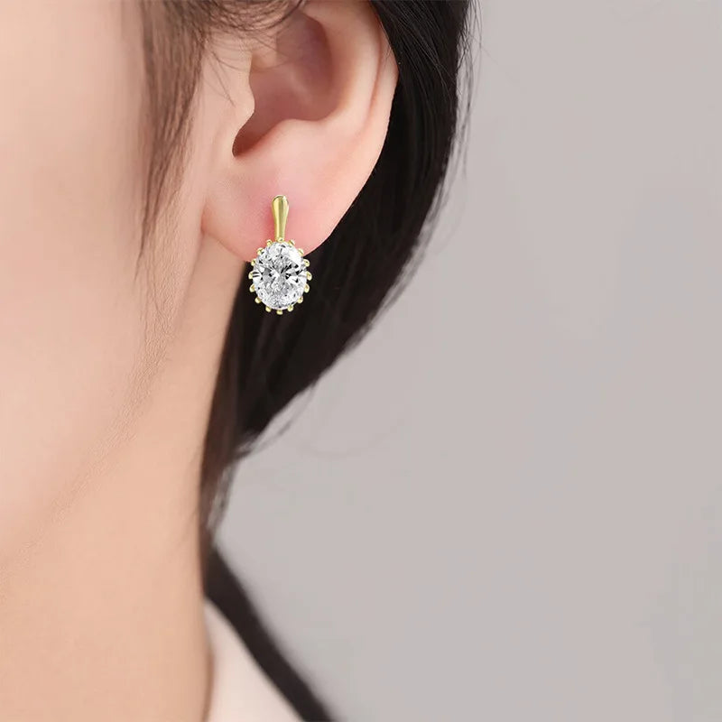 925 Sterling Sliver Zircom Earring Plated White Gold Hoop Earring for Women Wedding Party Jewelry E033015