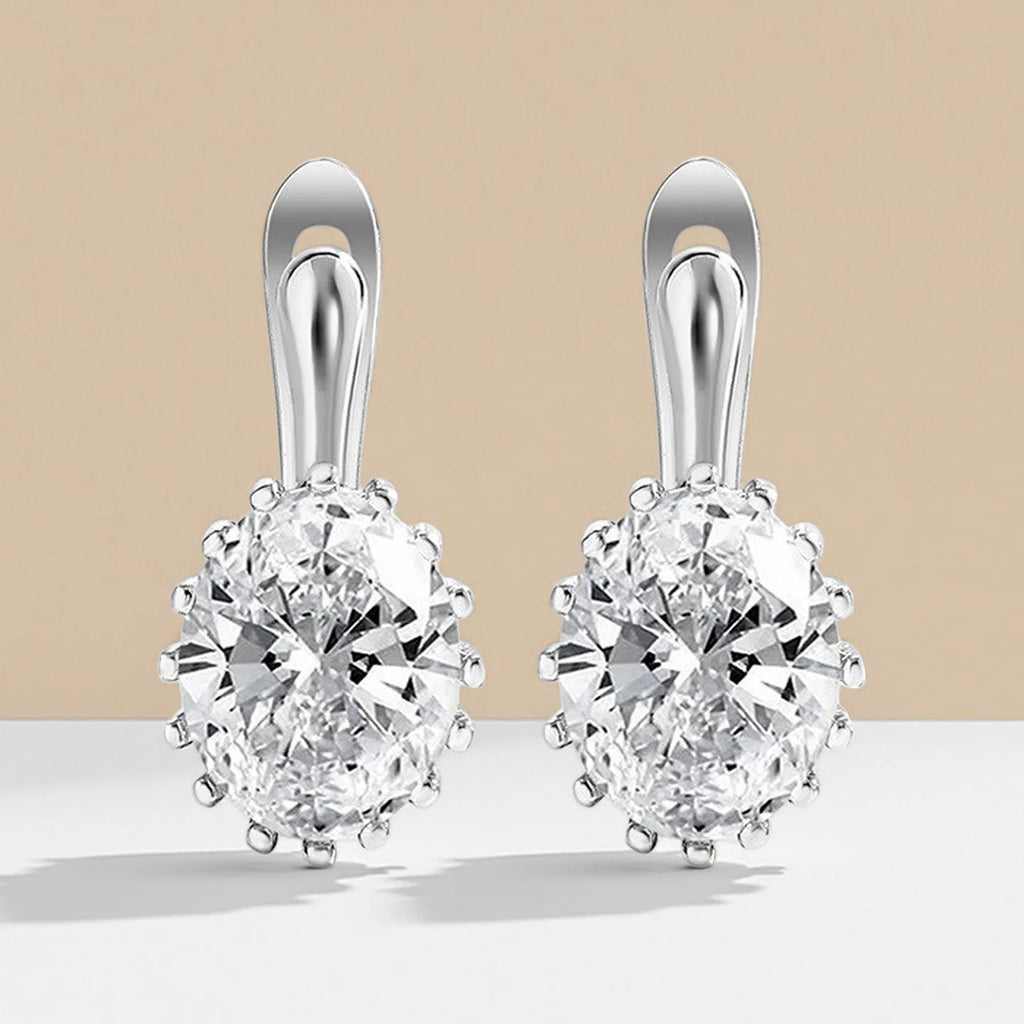 925 Sterling Sliver Zircom Earring Plated White Gold Hoop Earring for Women Wedding Party Jewelry E033015