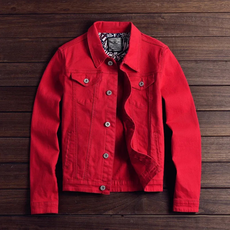 Men Denim Jacket Single Breasted Cardigan Turn Down Collar Coats Washed Loose Solid Pockets Button Casual Thicken Spliced