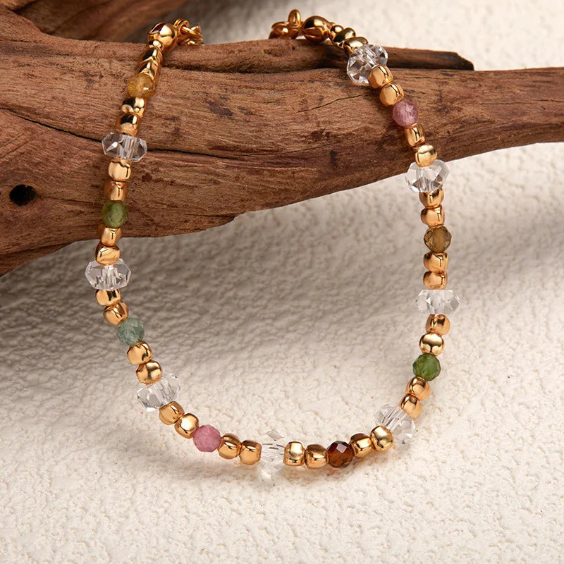 Natural Tourmaline White Crystal S925 Silver Beaded Strand Jewelry Sets With Necklace And Bracelet For Women Dainty Luxury Gift