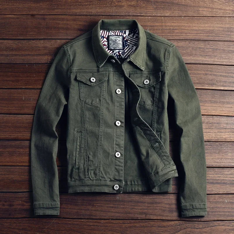 Men Denim Jacket Single Breasted Cardigan Turn Down Collar Coats Washed Loose Solid Pockets Button Casual Thicken Spliced