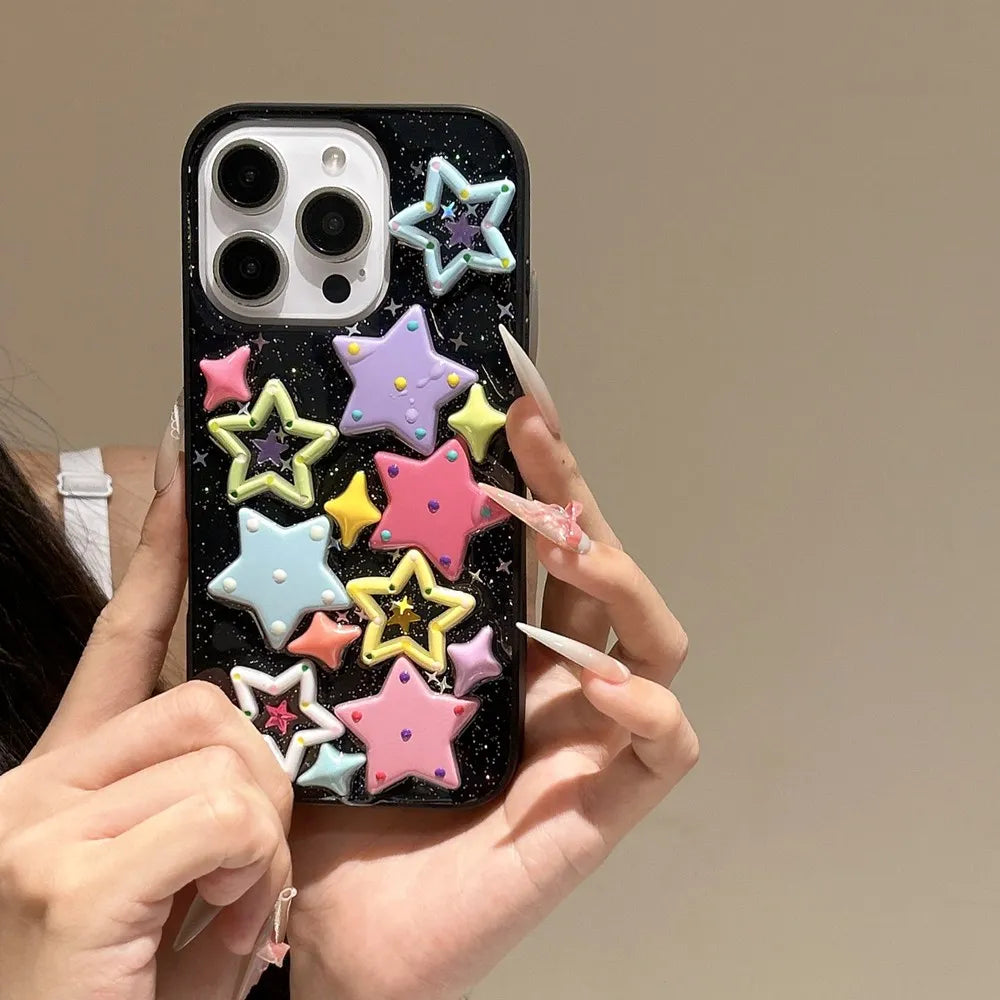 جراب iPhone لامع بتصميم النجوم - مقاوم للصدمات | NUOCDE