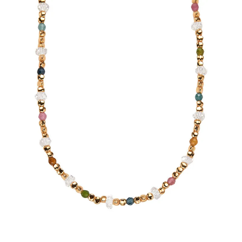 Natural Tourmaline White Crystal S925 Silver Beaded Strand Jewelry Sets With Necklace And Bracelet For Women Dainty Luxury Gift