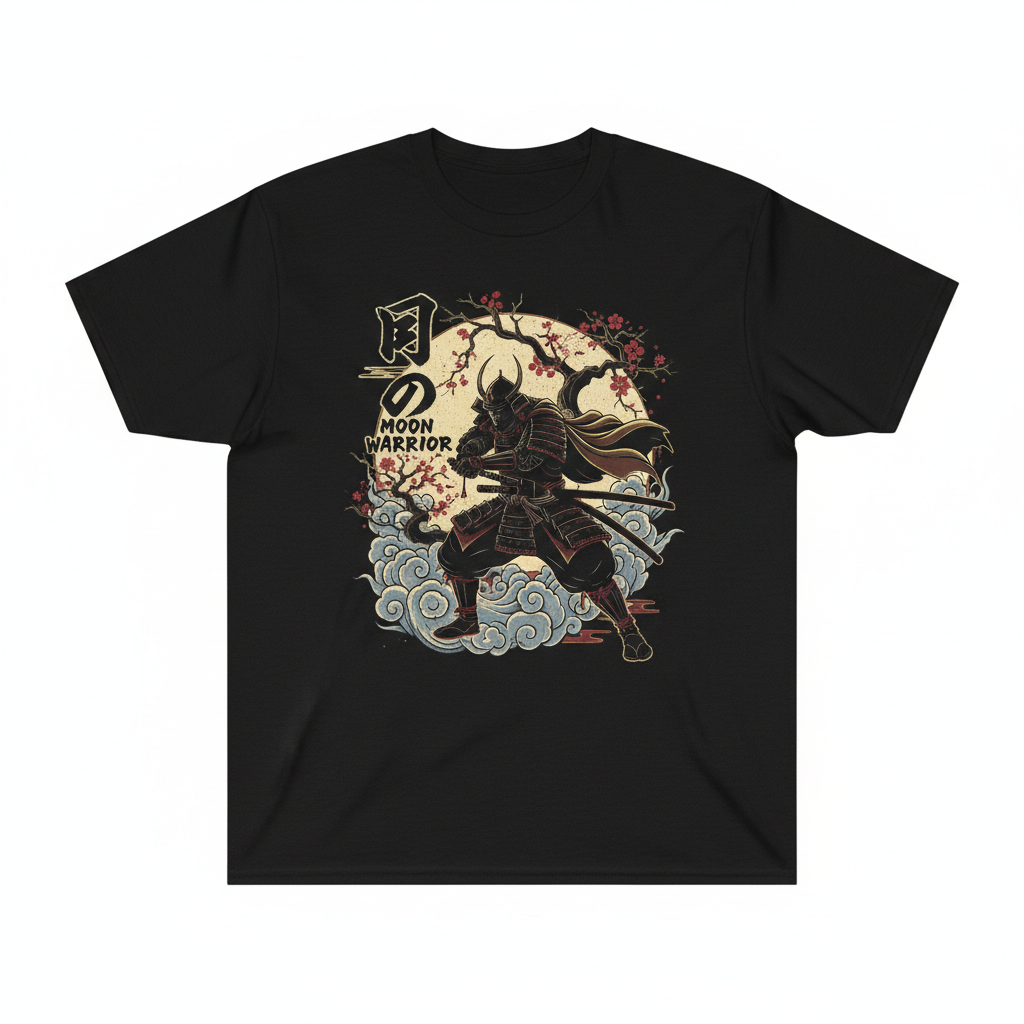 Samurai Moon Graphic T-Shirt
